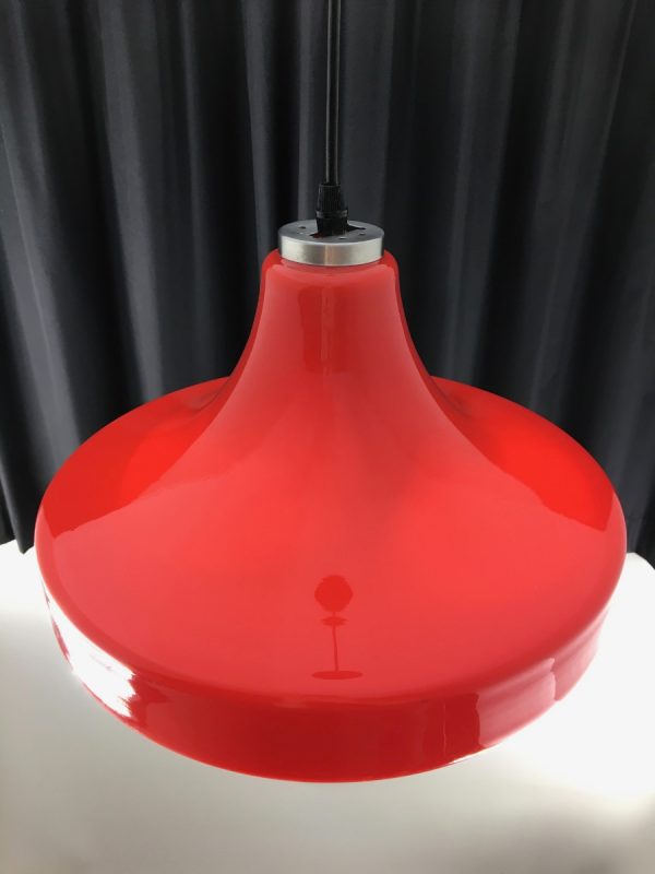 Peill & Putzler Germany pendent light - vintage red glass 70s lamp