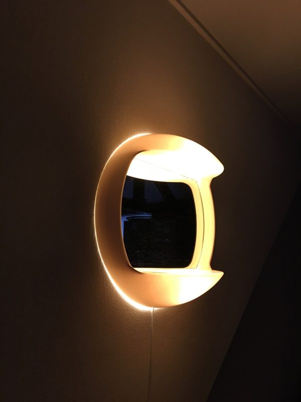 Space age mirror with lighting - vintage 70s Dutch design - VERY RARE - collector echtvintage echt