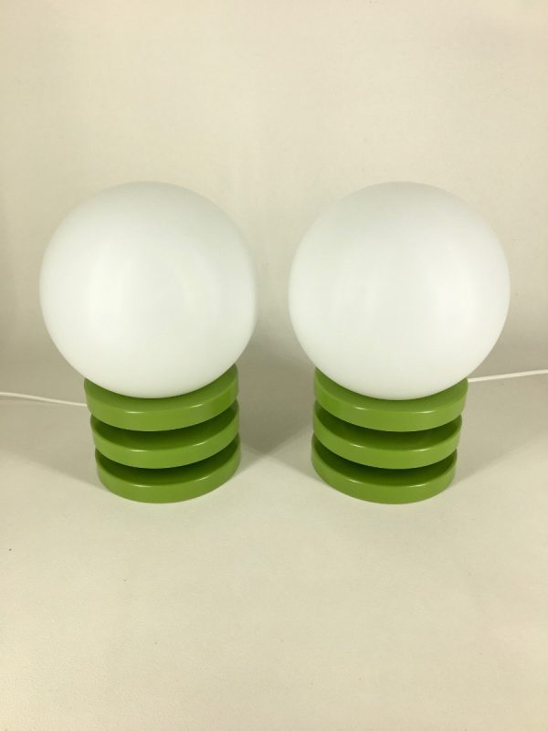 Space age table light set - rare 70's green Melamine panton age - vintage pop art desk lamp