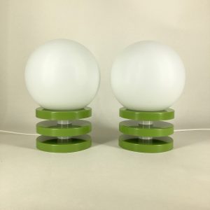 Space age table light set - rare 70's green Melamine panton age - vintage pop art desk lamp