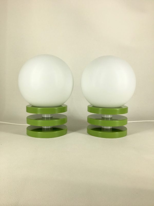 Space age table light set - rare 70's green Melamine panton age - vintage pop art desk lamp