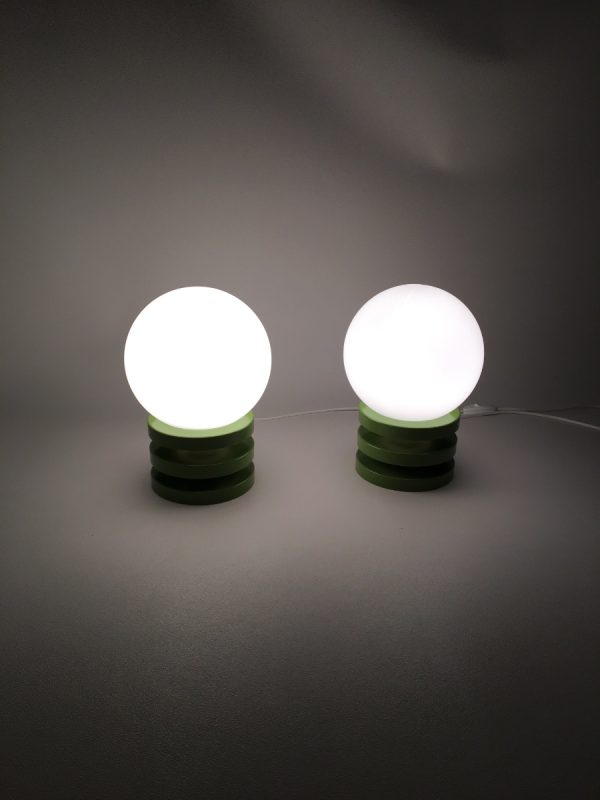 Space age table light set - rare 70's green Melamine panton age - vintage pop art desk lamp