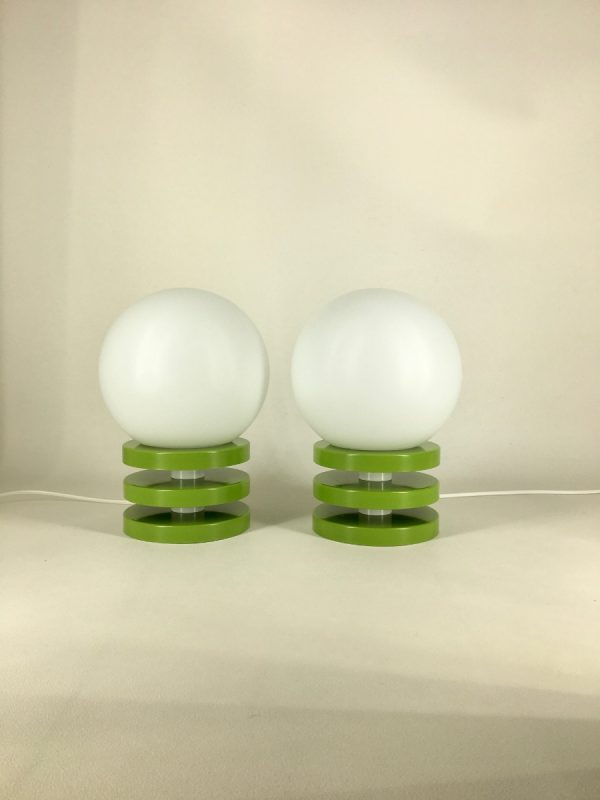 Space age table light set - rare 70's green Melamine panton age - vintage pop art desk lamp