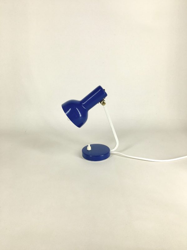 Vintage 60s little desk lamp - blue metal table light - mid century modern