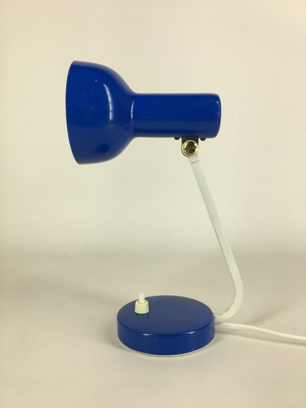 Vintage 60s little desk lamp - blue metal table light - mid century modern