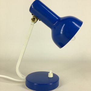 Vintage 60s little desk lamp - blue metal table light - mid century modern