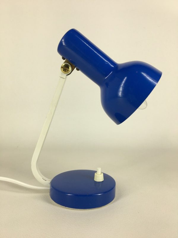 Vintage 60s little desk lamp - blue metal table light - mid century modern