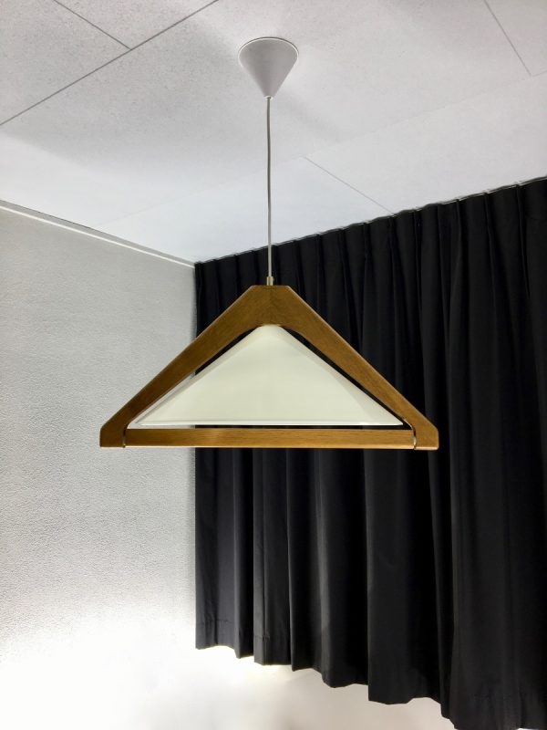 Vintage Bony design hanging lamp - 80s oak plexiglass - coat hanger - pendent light