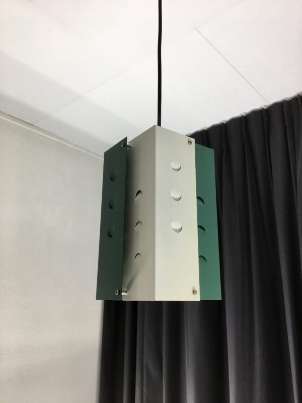 Vintage Dutch design lamp - 60s metal pendant light - two tone color green white