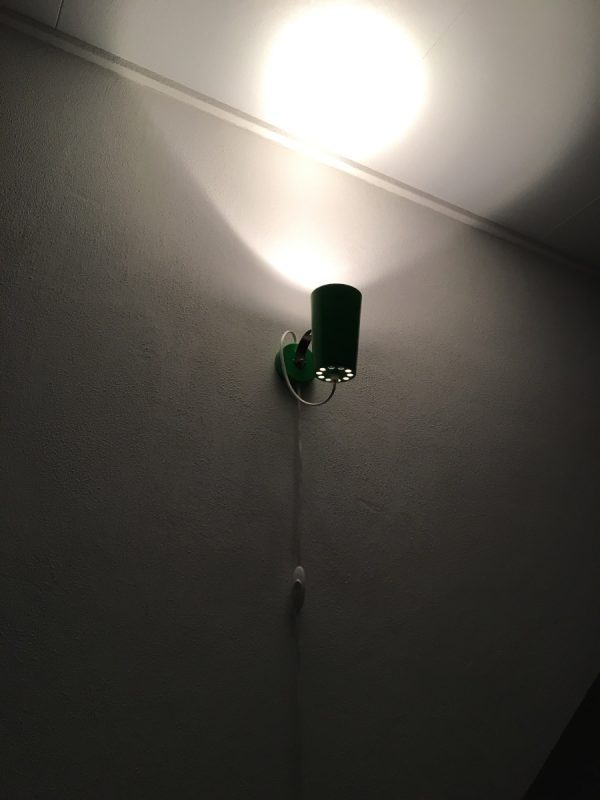 Vintage Massive Belgium wall lamp - Early 70's green metal mencave light