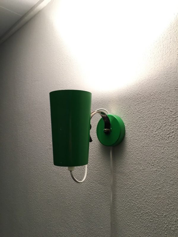 Vintage Massive Belgium wall lamp - Early 70's green metal mencave light