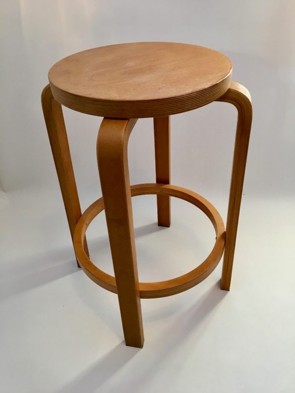 Vintage plywood stool - Scandinavian design - bent birch - wooden stool