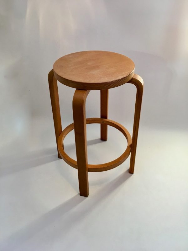 Vintage plywood stool - Scandinavian design - bent birch - wooden stool