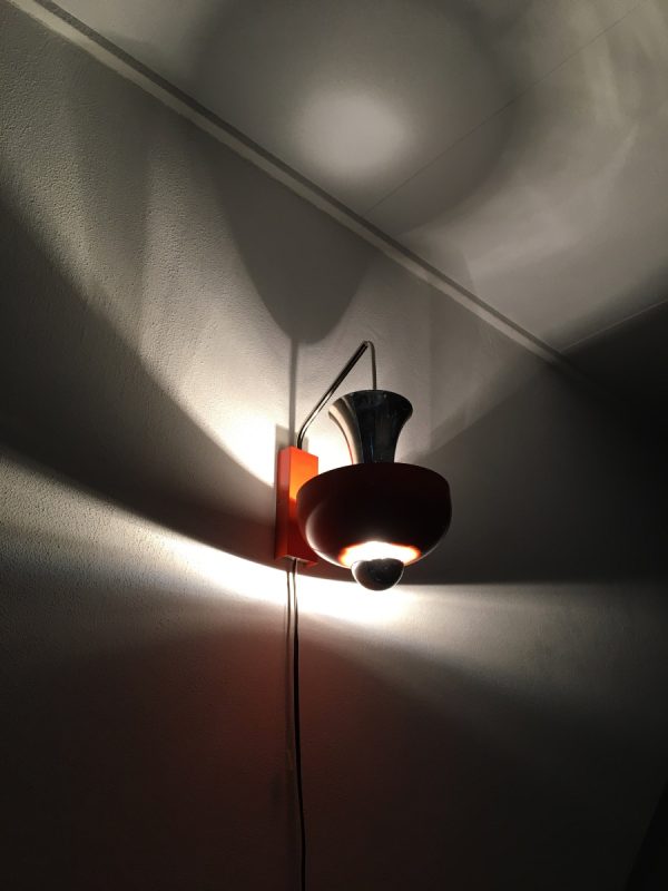 Vintage space age wall light - rare orange 70s mushroom lamp