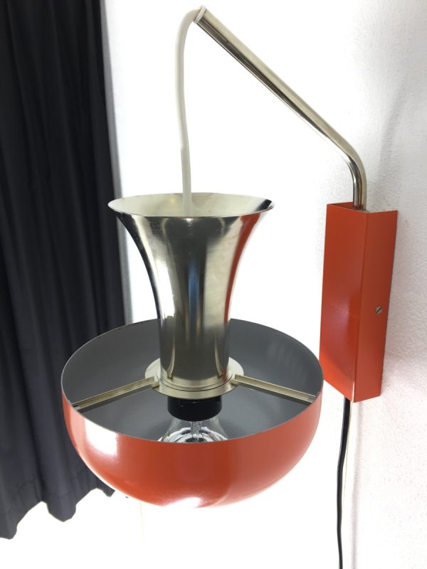 Vintage space age wall light - rare orange 70s mushroom lamp