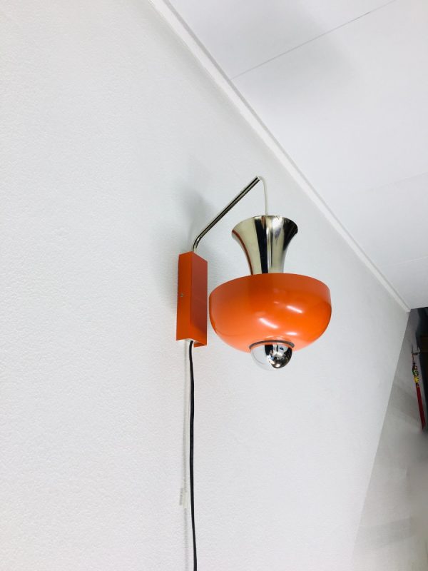 Vintage space age wall light - rare orange 70s mushroom lamp