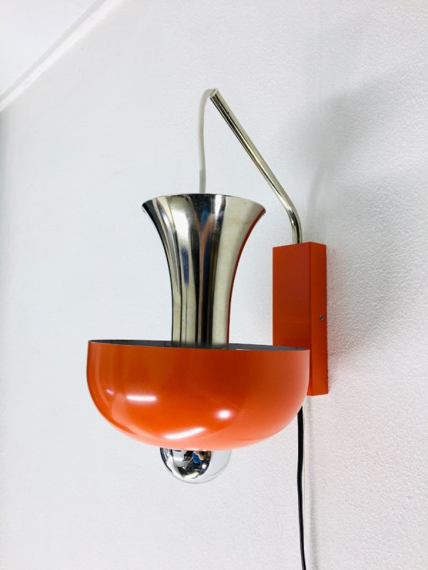 Vintage space age wall light - rare orange 70s mushroom lamp