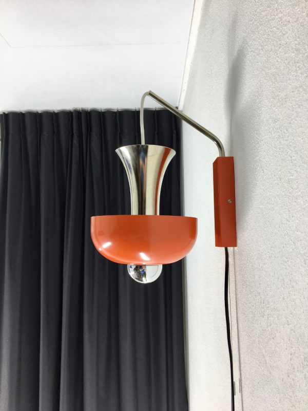 Vintage space age wall light - rare orange 70s mushroom lamp