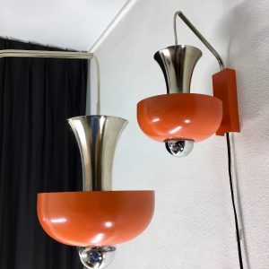 Vintage space age wall light - rare orange 70s mushroom lamp