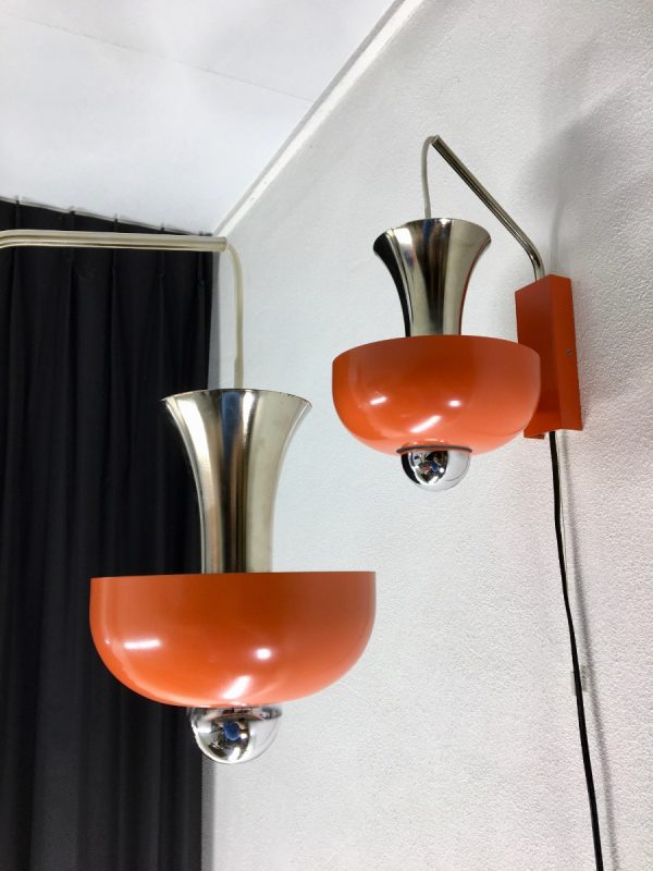 Vintage space age wall light - rare orange 70s mushroom lamp