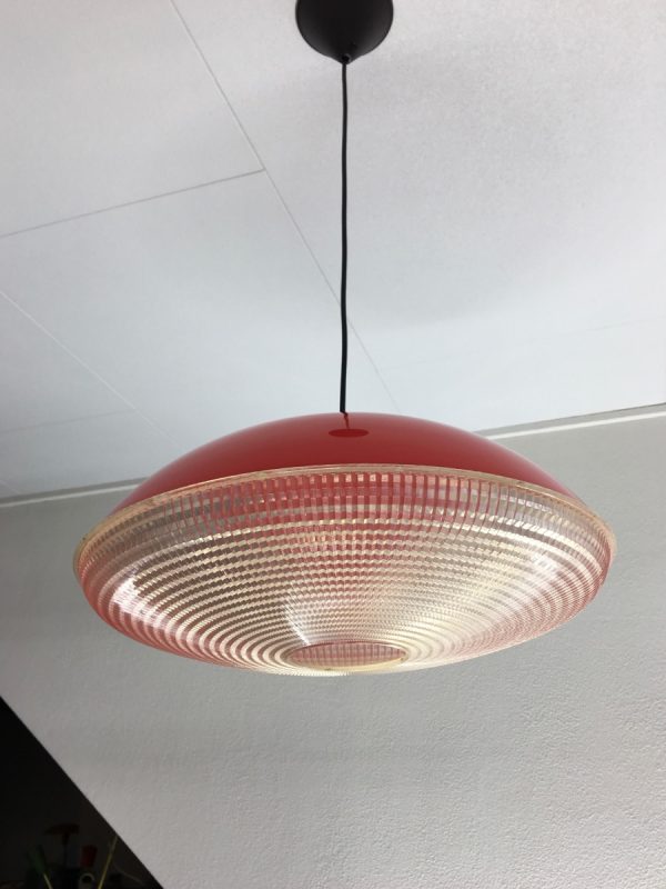 Massive space age pendent lamp - rare vintage UFO light - pop art lamp red echtvintage