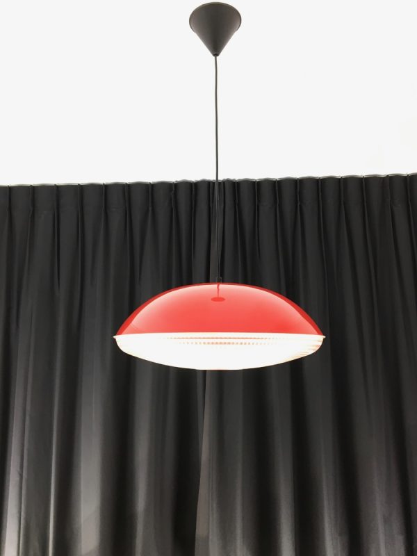 Massive space age pendent lamp - rare vintage UFO light - pop art lamp red echtvintage