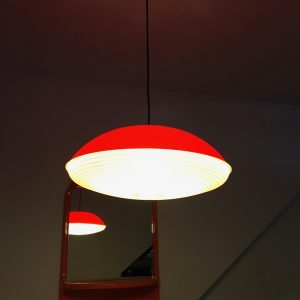 Massive space age pendent lamp - rare vintage UFO light - pop art lamp red echtvintage