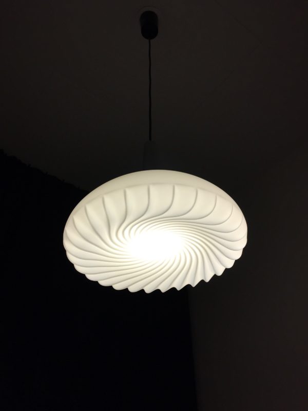 Peill + Putzler pendant lamp - 60s vintage opal glass Aluminium light