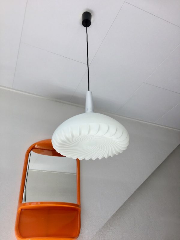 Peill + Putzler pendant lamp - 60s vintage opal glass Aluminium light