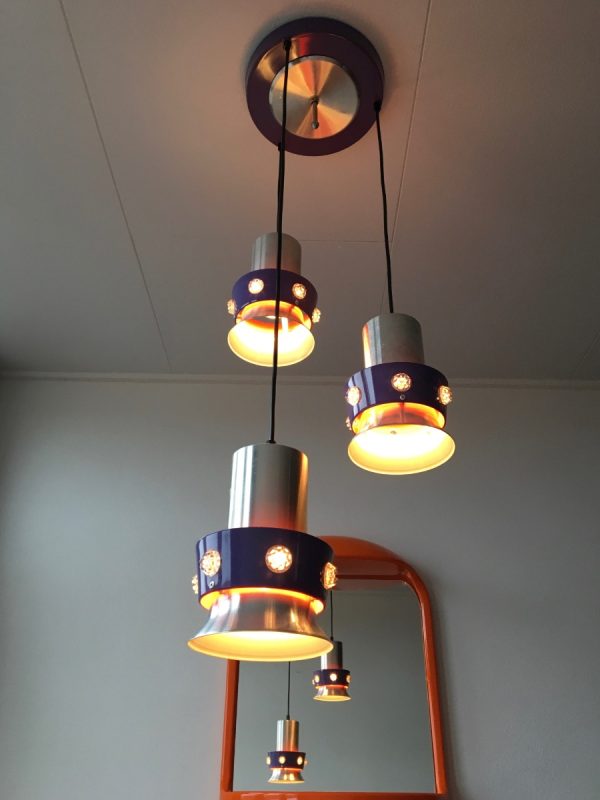 echt vintage Space age 3light - vintage 60s lamp by Massive Belgium - Aluminium pendant light