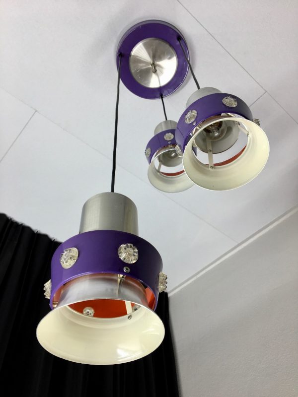 echt vintage Space age 3light - vintage 60s lamp by Massive Belgium - Aluminium pendant light