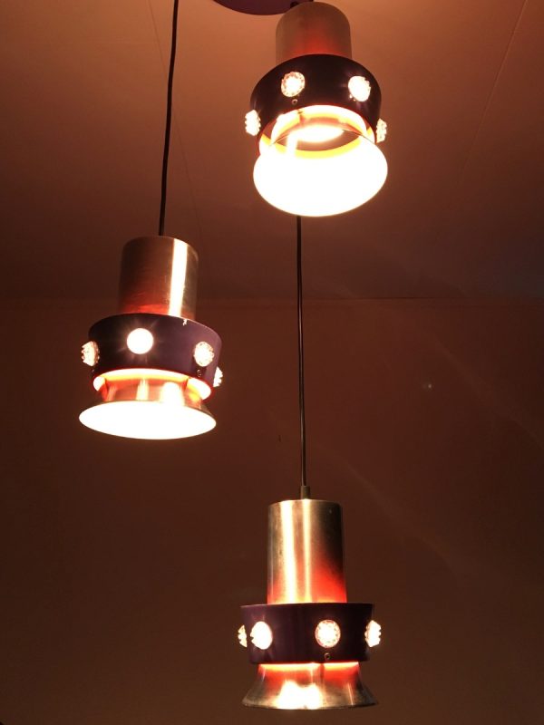 echt vintage Space age 3light - vintage 60s lamp by Massive Belgium - Aluminium pendant light