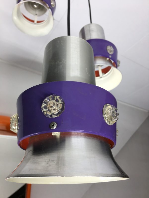 echt vintage Space age 3light - vintage 60s lamp by Massive Belgium - Aluminium pendant light