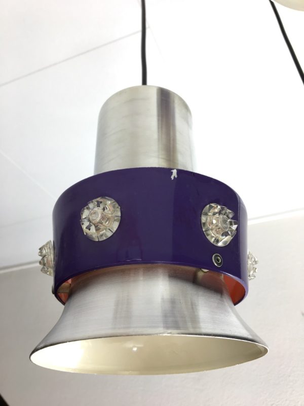 echt vintage Space age 3light - vintage 60s lamp by Massive Belgium - Aluminium pendant light