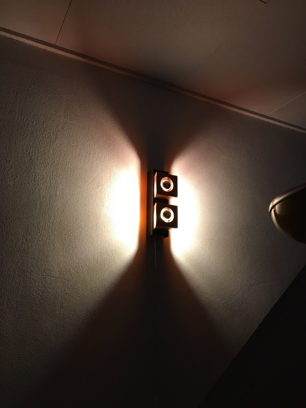 Vintage metal space age wall lamp - 70s Dutch 2light - Philips echt vintage