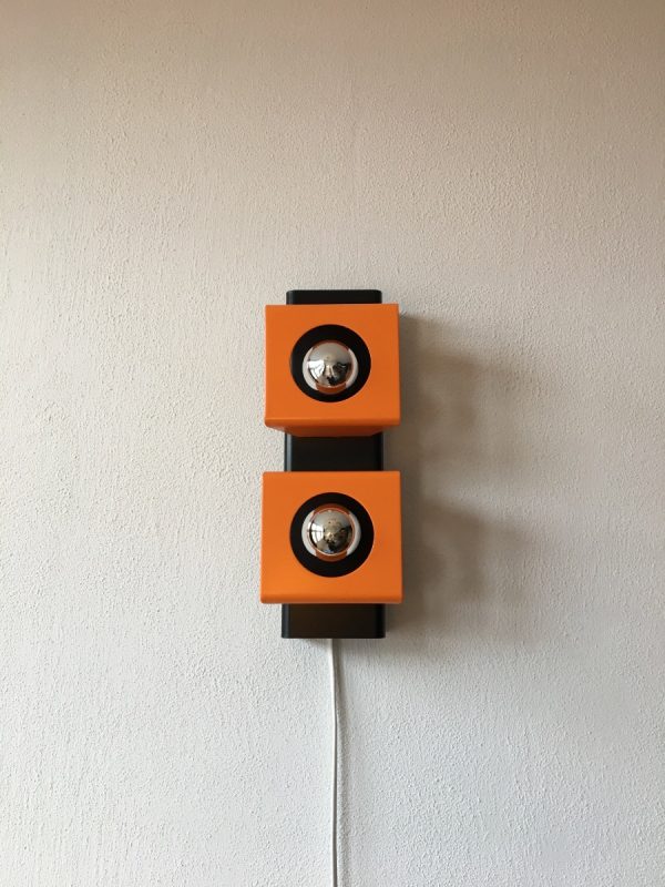 Vintage metal space age wall lamp - 70s Dutch 2light - Philips