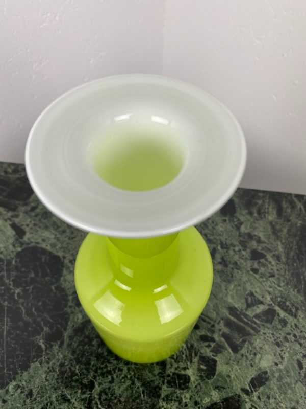 Green opaline glas vase - Holmegaard - Otto Brauer - Denmark - 1960 - vintage design icon