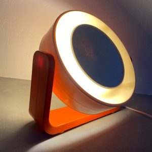 Vintage double sided mirror luminous - 70s Allibert space age orange mirror