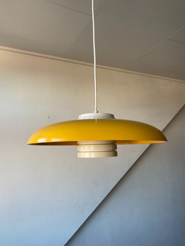 Vintage space age plastic hanging lamp - HALA Zeist - 70s pop art - Yellow Skandinavian light echtvintage echt