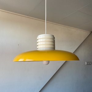 Vintage space age plastic hanging lamp - HALA Zeist - 70s pop art - Yellow Skandinavian light echtvintage echt