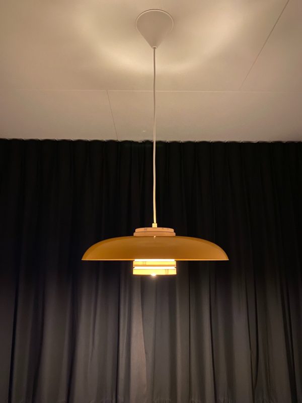 Vintage space age plastic hanging lamp - HALA Zeist - 70s pop art - Yellow Skandinavian light echtvintage echt