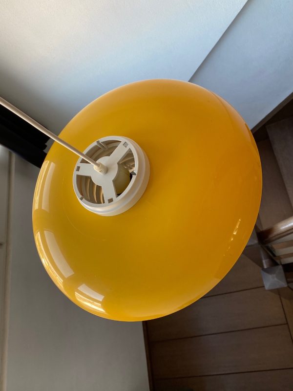 Vintage space age plastic hanging lamp - HALA Zeist - 70s pop art - Yellow Skandinavian light echtvintage echt