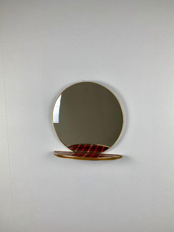 Large vintage Midcentury round mirror with dressing table - 60's 70's