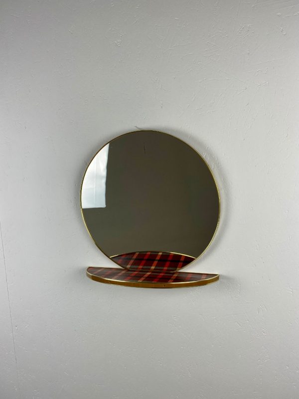 Large vintage Midcentury round mirror with dressing table - 60's 70's