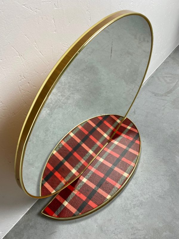 Large vintage Midcentury round mirror with dressing table - 60's 70's