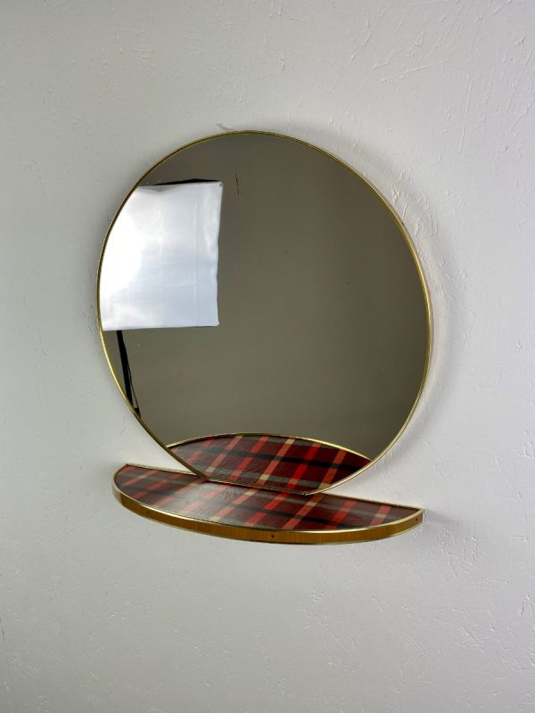 Large vintage Midcentury round mirror with dressing table - 60's 70's