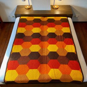 Colorful 1 person retro blanket - Vintage dralon plaid - Didas - Dutch 70s echt echtvintage