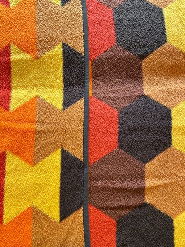 Colorful 1 person retro blanket - Vintage dralon plaid - Didas - Dutch 70s echt echtvintage