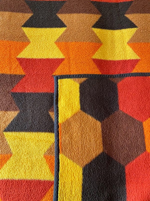Colorful 1 person retro blanket - Vintage dralon plaid - Didas - Dutch 70s echt echtvintage