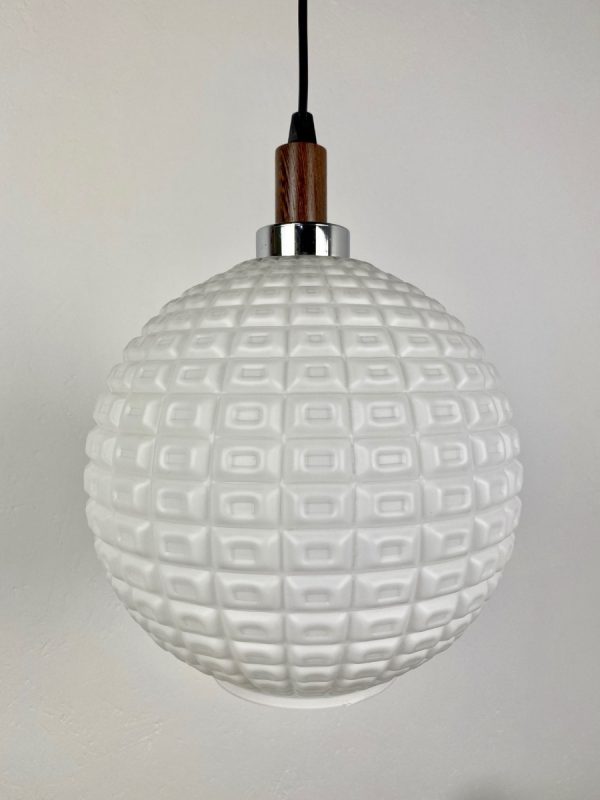 Vintage Philips pendent lamp - Mid century modern 60's Gangkofner design light - glass hanglamp